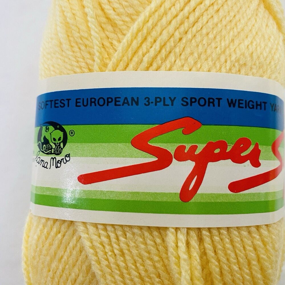 Vintage Yellow Super Soft 3 Yarn Lot 6 Skeins Lana Moro Softest European 3 ply - Picture 6 of 6